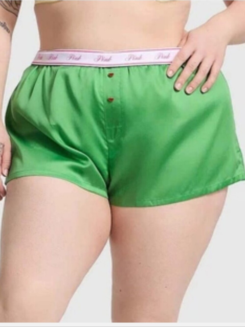 Victoria's secret pink tencel Silky boxy pajama sleep shorts GREEN SMALL